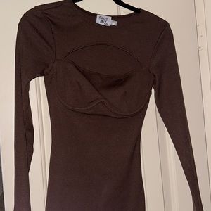 Princess Polly ALEXANDER MINI DRESS BROWN